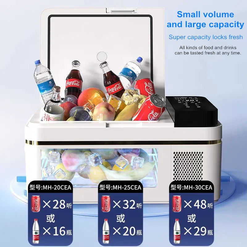 12V/24V Portable Car Refrigerator - Compressor Cooling & Freezing, 30L Mini Fridge for Outdoor/Truck/Home, Dual-Power Energy
