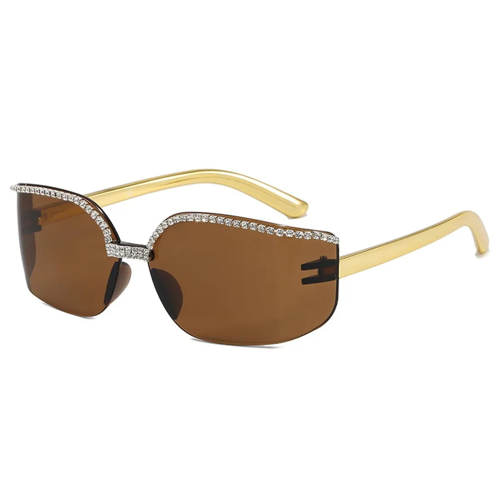 Outdoor Travel Eyewear Reliable Uv400 Sunglasses Rhinestone Square Sunglasses Lightweight Pc Frame Sunglasses For Parties