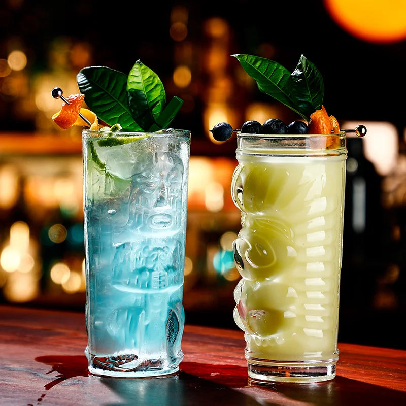Bar Tiki Glasses Tiki Mug- Hawaiian Style Glass Clear Tumblers