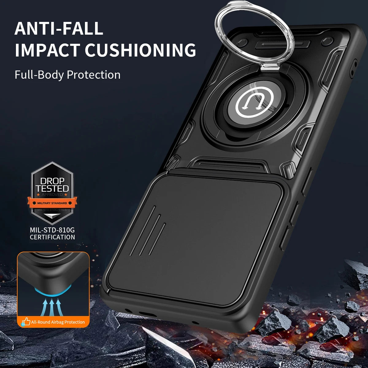 Shockproof Bracket Case For Tecno Spack 20C 40C Spack40 4G Magnetic Phone Cover For Spack 40 Pro Plus Lens Protection Anti-Knock