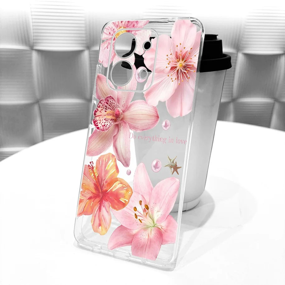 For Xiaomi Redmi 15C 5G 2025 Case Fashion Flower Bow Soft Silicone Clear Back Cover For Xiaomi Poco C85 5G Redmi15C 173MM Bumper