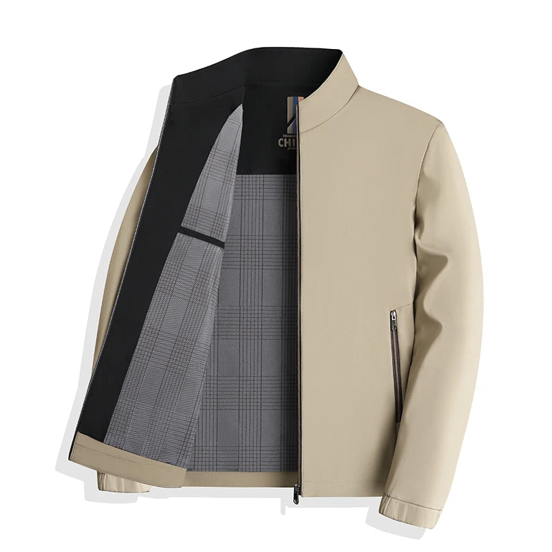2025 Men's Spring and Autumn Jacket Casual High End Loose Middle Aged Cadre Dad's Dress Collar Jacket