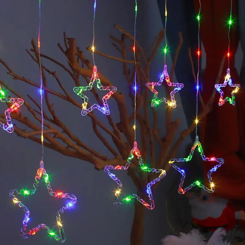 Christmas Lights Curtain Fairy String Lights 3M USB Powered Remote 8 Modes LED Window Decorations for Home