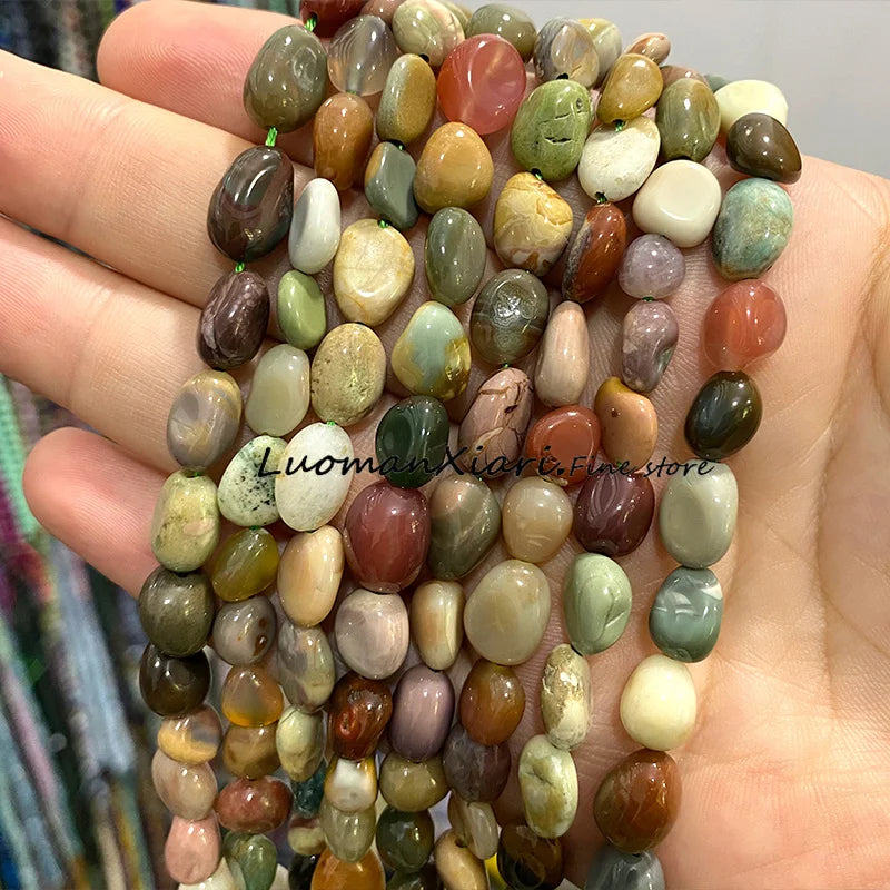 8-10mm Natural Stone Green Apatite Irregular Loose Spacer Beads for Jewelry Making Diy Earrings Bracelet Charms Accessories 15''