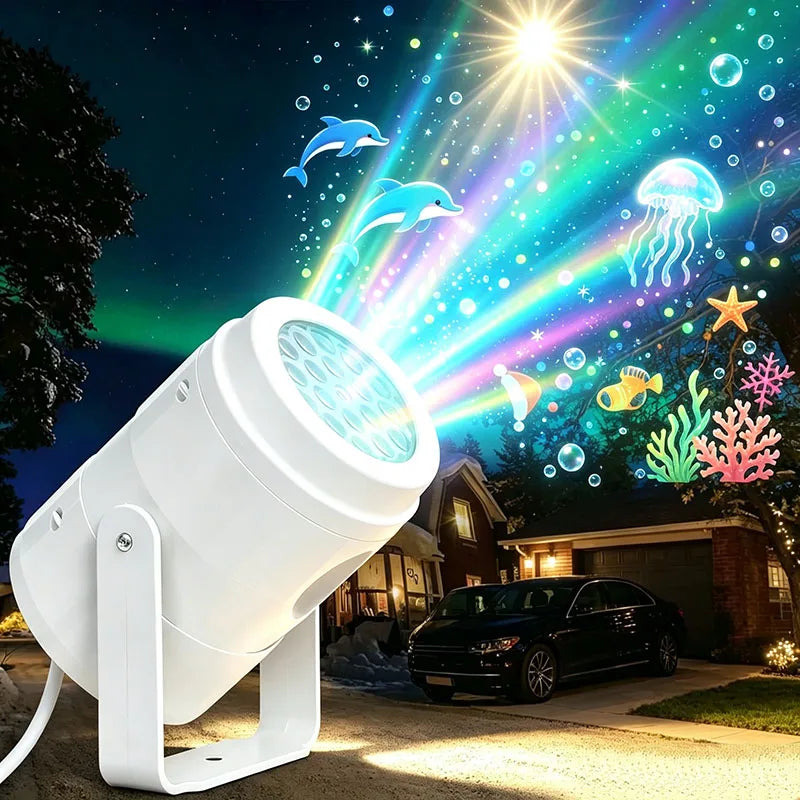 Christmas LED Projector Night Light, Dynamic Snowflake Ocean Lamp, Kids Bedroom Decor for Holiday Party Stage Atmosphere