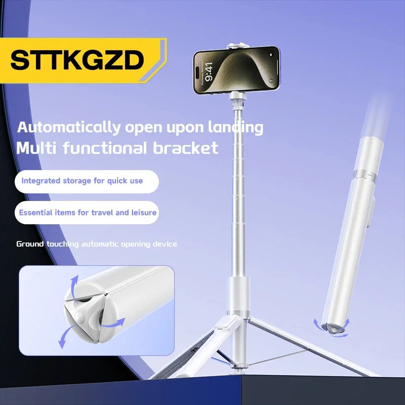 Selfie Stick 1.75 m Ultra Long Stretch Portable Automatically Open Upon Landing Phone Holder Bluetooth Remote Trir Live Broadcas
