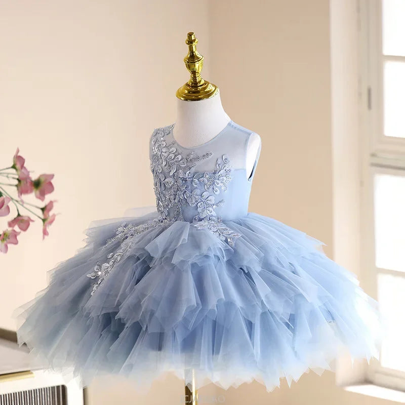 2025 Children Party Dress Piano Recital Outfit Flower Girl Wedding Formal Banquet Gown Birthday Hostess Performance Princess
