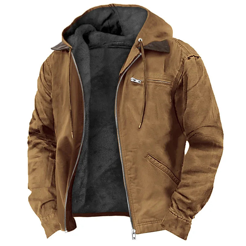 American European New Fashion Men’s Casual Trendy Solid Color Zipper Simple Cotton Padded Jacket Male Loose Coats Parkas Clothes