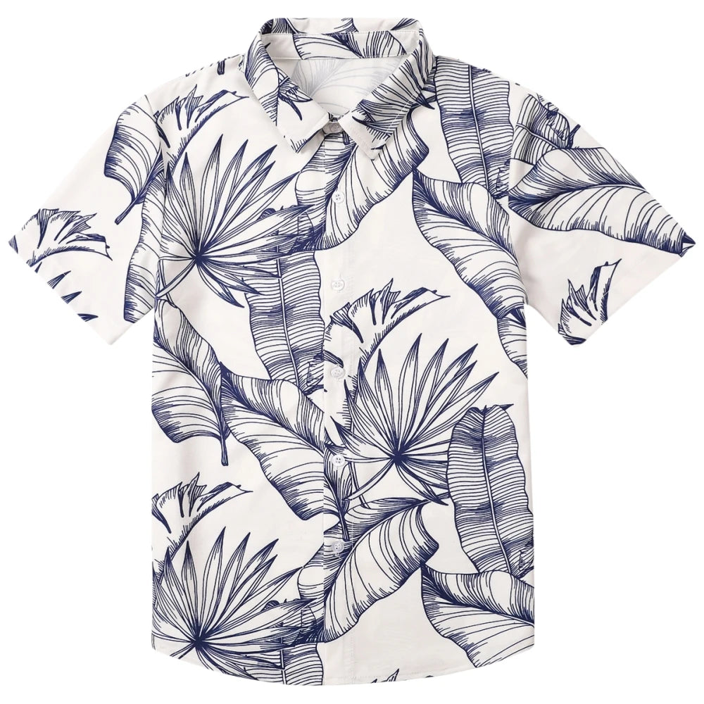 Hawaiian Children's Shirt Plant Flower Pattern Print Kids's Short Sleeved Shirt Holiday Seaside Tops Outdoor Children's Clothing
