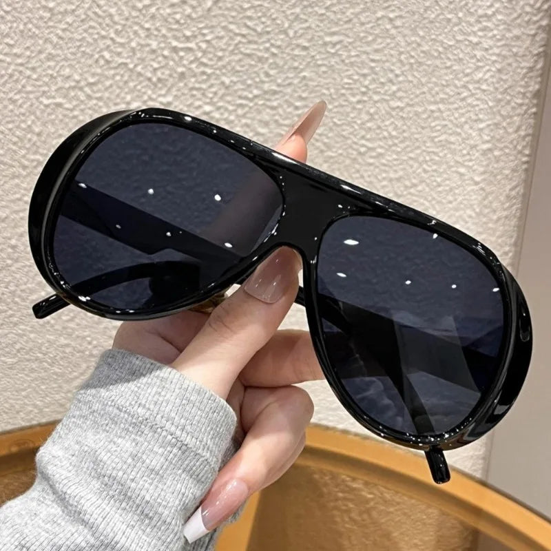 2026 Trend Oversized Pilot Sunglasses For Women Vintage Double Bridge Orange Yellow Lens UV400 Beach Travel Sun Shades Eyeglasse