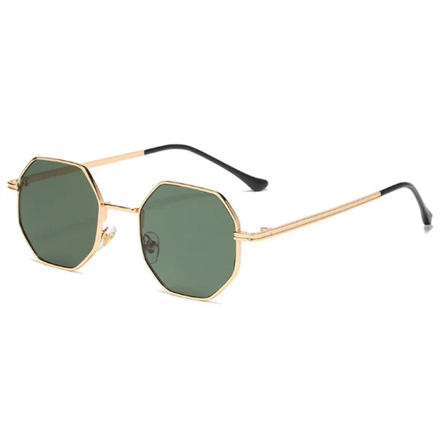 Sunglasses Women UV400 Mirror Lens Vintage Square Metal Alloy Frame Small Polygon Anti Glare for Men Ladies Sun Glasses Fashion