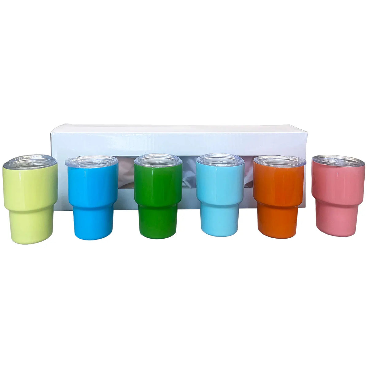 6 Pcs/SET 3oz Mini Sublimation Blanks Stainless Steel Tumbler 6 Colors Liqueur Wine Tumbler Kids Juice Milk Cup Mug with Straw
