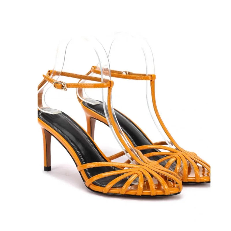 Sandals Women 2025 Simple Style T-strap Sandals for Girls Women Sexy Heel Narrow Band Party Wedding Shoes Summer Sandalias