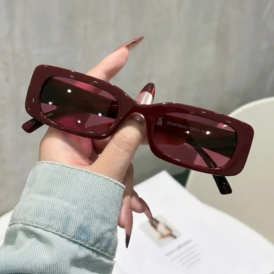 Fashion Rectangle Sun Glasses Retro Square Sunglasses Women Vintage Red Leopard UV400 Shades Driving Beach Party Accessories