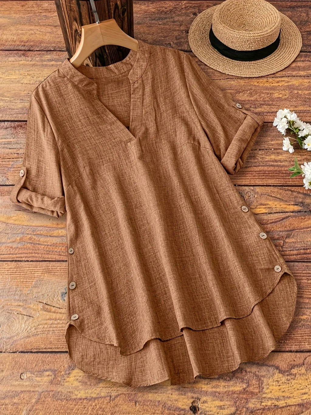 Extended Hem High-Low Blouse Design
