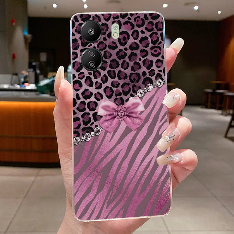 Case For Xiaomi Redmi 13C Poco C65 4G Capa Flower Butterfly Phone Casing Redmi13C Poco M6 5G Soft Silicone Transparent TPU Cover