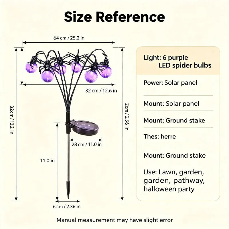 New Halloween Solar Lights Purple Spider Outdoor Garden Decorative Waterproof Yard Lights for Pathway Lawn Patio,Party Decor