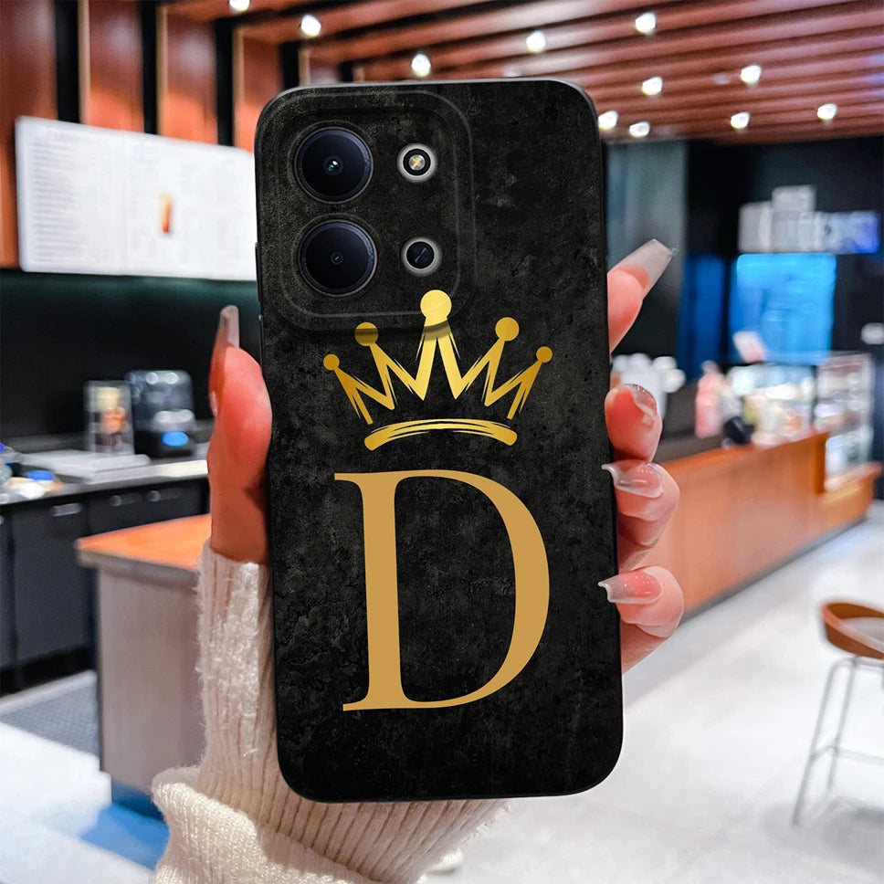 For Redmi 15C 4G 5G Couple Phone Case Fashion Crown Letters Protective Back Cover For Redmi15C Soft Smooth Liquid Silicone Funda