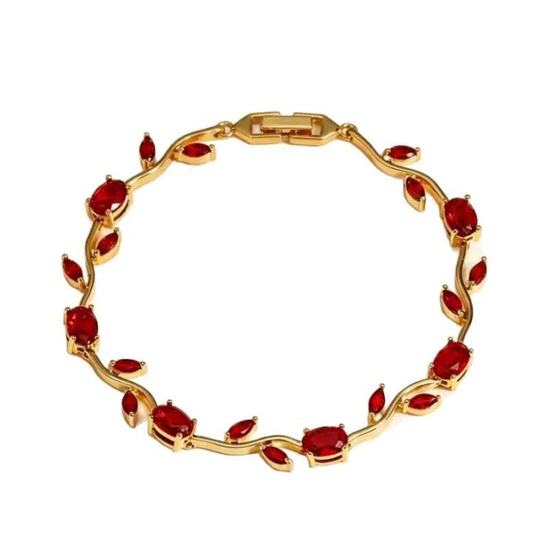 LATS Colorful Trendy Charm Sparkling Leaf Cubic Zirconia Bracelets for Women Party Wedding Fashion Jewelry Gift