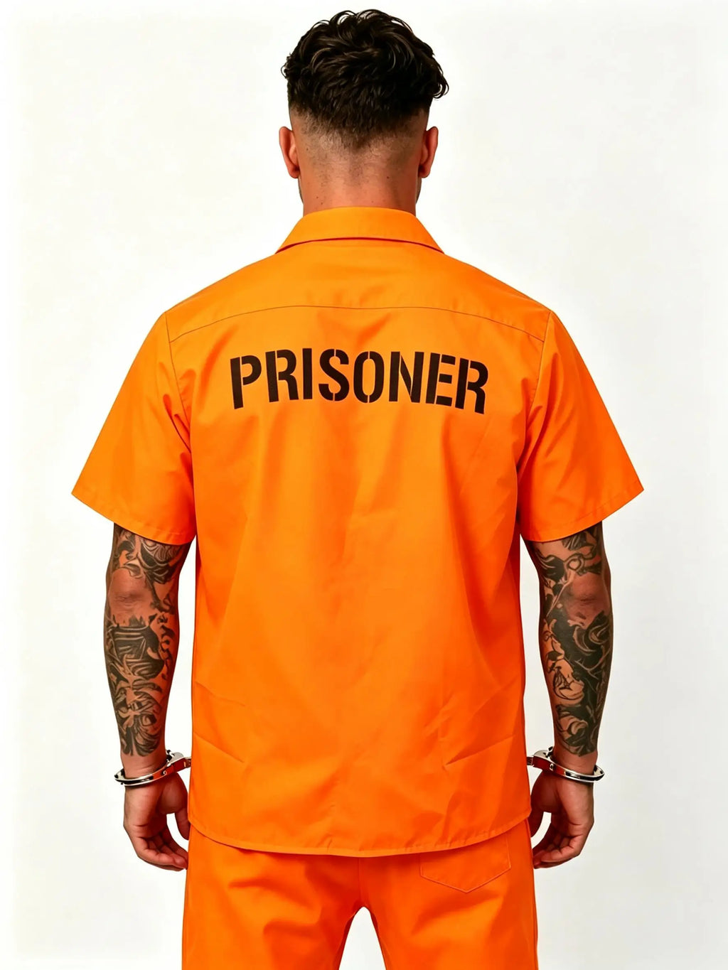 Unisex New Black Convict Halloween Cosplay Adult Orange Prison Uniform Shirt Disfraz Deguisement Fancy Dress Party Top Blouse
