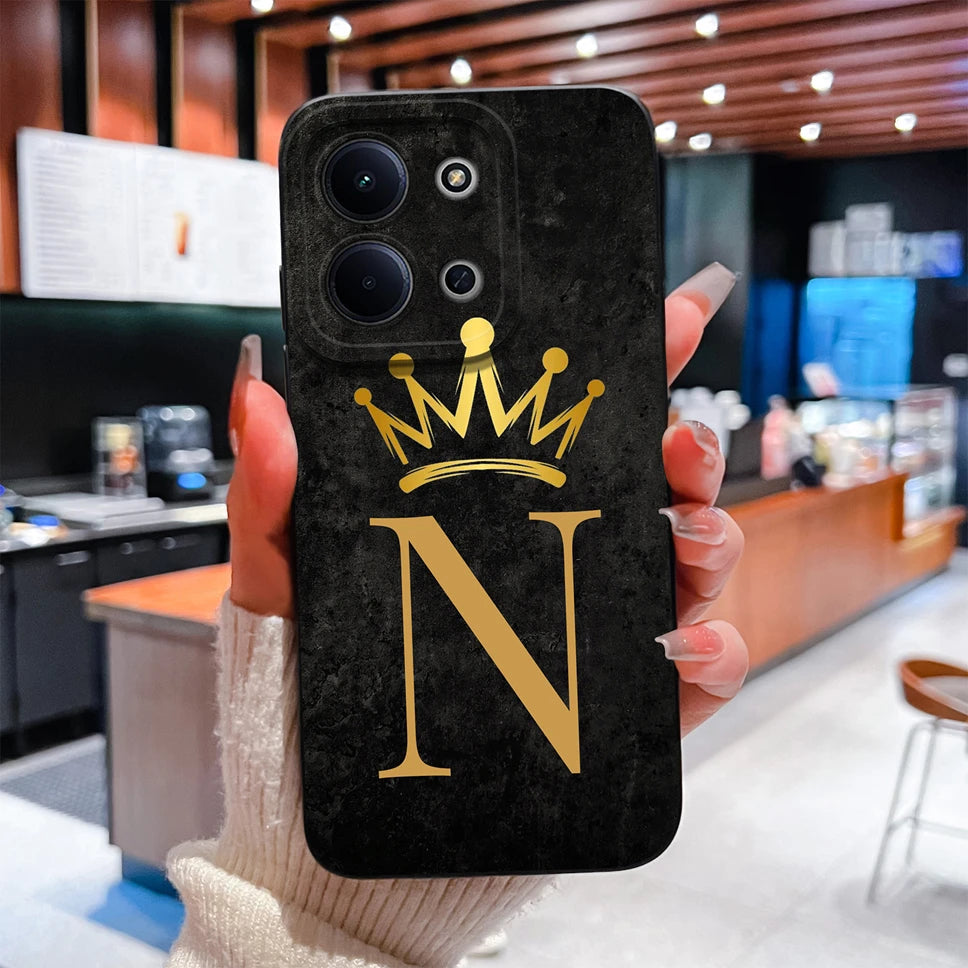 For Redmi 15C 4G 5G Couple Phone Case Fashion Crown Letters Protective Back Cover For Redmi15C Soft Smooth Liquid Silicone Funda