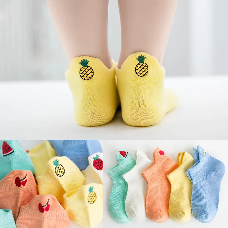 5 Pairs /pack Kids Socks Funny Teenagers Dinosaur Happy Cotton Socks Boys Kid Sock Mesh Girl Candy Bow Toddler Crew Socks