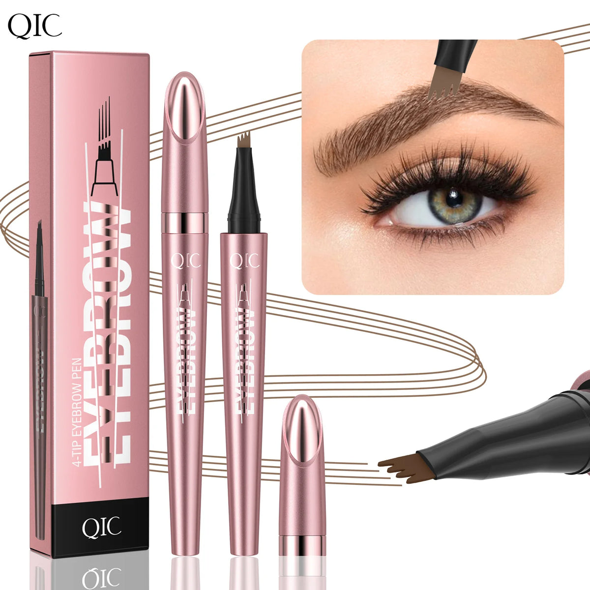6 Colors 1pc Eyebrow Pen Waterproof 4 Split Tip Eyebrows Pen Eyebrow Tattoo Pen Waterproof Liquid Black Eyebrow Makeup Pencil