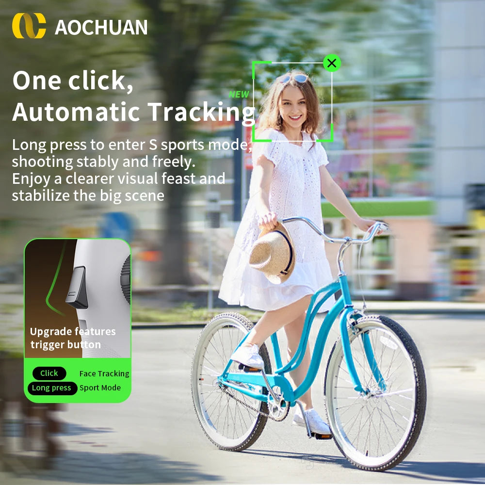 AOCHUAN 3-Axis Handheld Gimbal Phone Stabilizer with Extension Rod  8.0 Anti Shake Face Tracking for Phone Outdoor Shooting Vlog