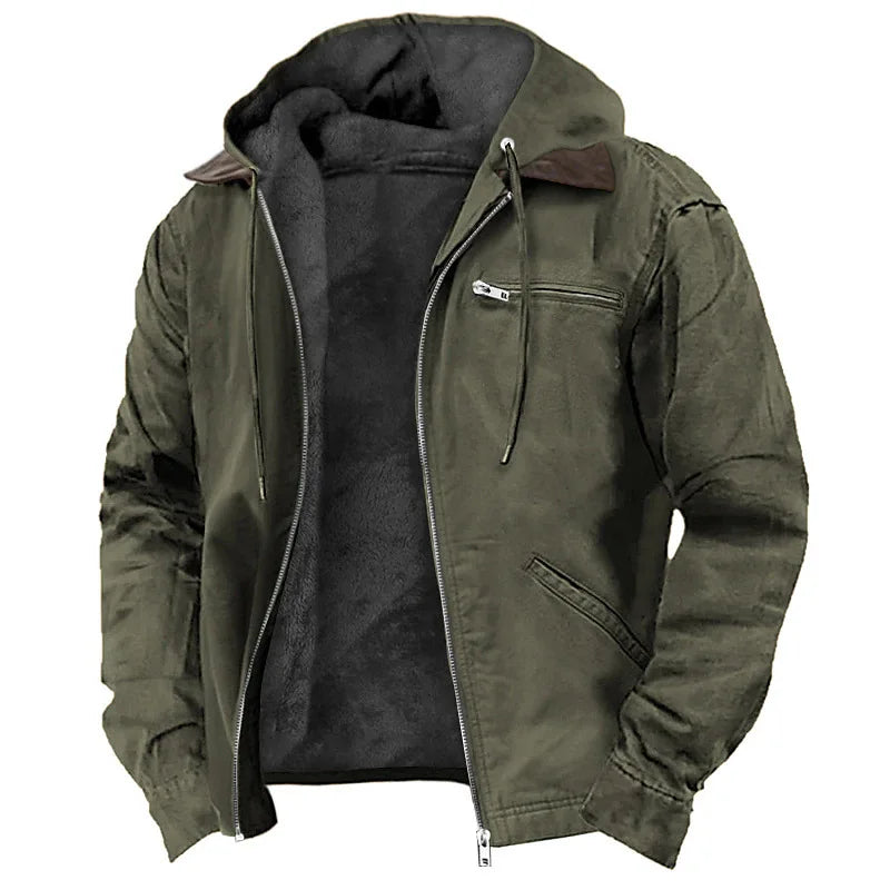 American European New Fashion Men’s Casual Trendy Solid Color Zipper Simple Cotton Padded Jacket Male Loose Coats Parkas Clothes