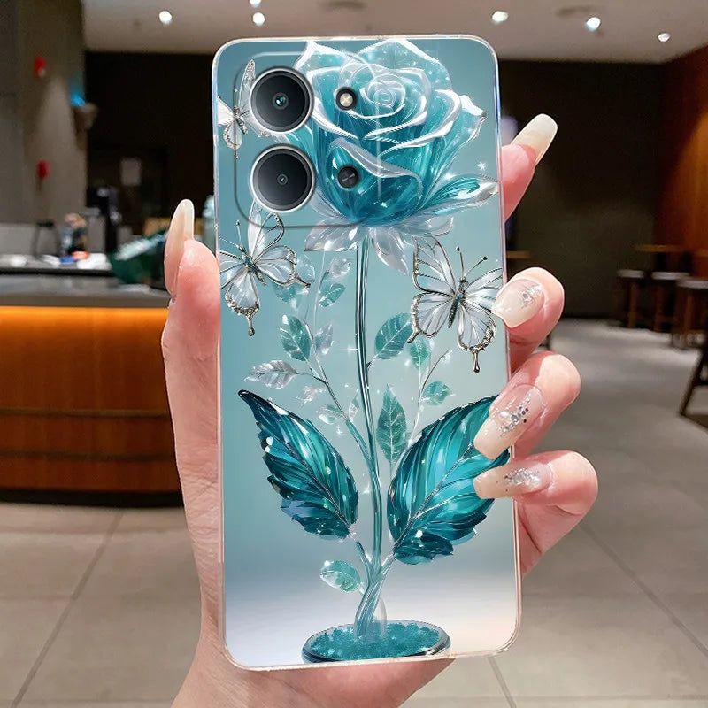 Jelly Case For Redmi 15C 4G 5G Flower Butterfly Phone Funda For Xiaomi Poco C85 4G Soft Silicone Cases Transparent TPU Cover