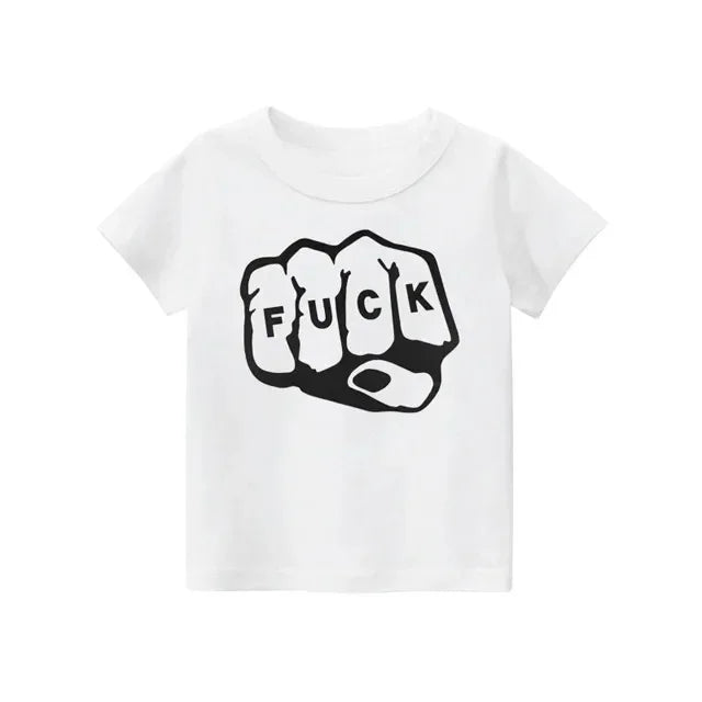 2024 New Fashion Kids T Shirt For Boys Black White Gray Short Sleeve Children Clothes Rock Print Boy T Shirt For Girls Tops