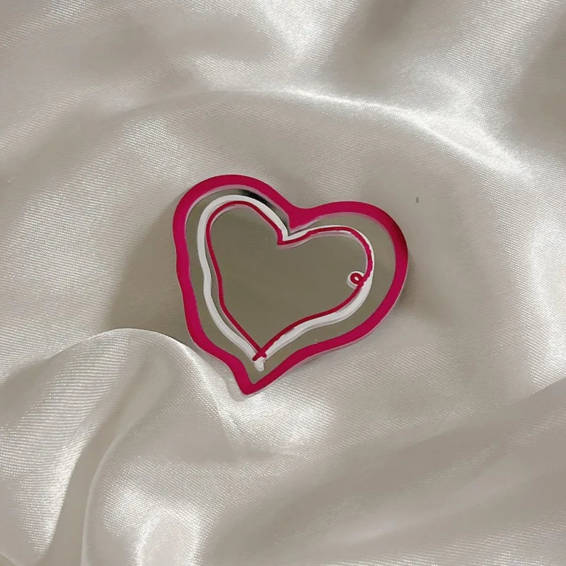 Fashion Love Heart Make Up Mirror Glossy Phone Bracket Tulip Flowers Foldable Phone Holder Cute Bear Universal Stand Holder