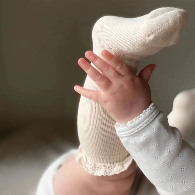 Autumn Ruffle Baby Girls Socks Knee High Lace Long Sock Kids Soft Cotton Toddlers Socks Children Princess Socks For 0-5Years