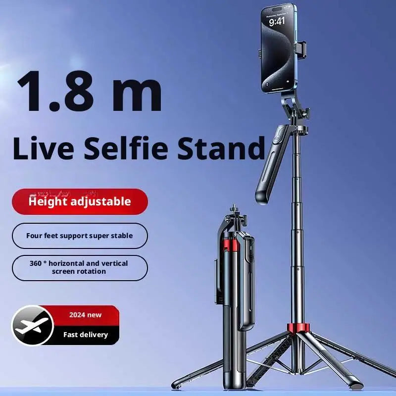 1.8m Phone Tripod and Selfie Stick  with Wireless Remote & Extendable Phone Mount Compatible with IPhone/Android