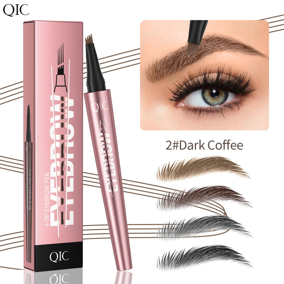 6 Colors 1pc Eyebrow Pen Waterproof 4 Split Tip Eyebrows Pen Eyebrow Tattoo Pen Waterproof Liquid Black Eyebrow Makeup Pencil