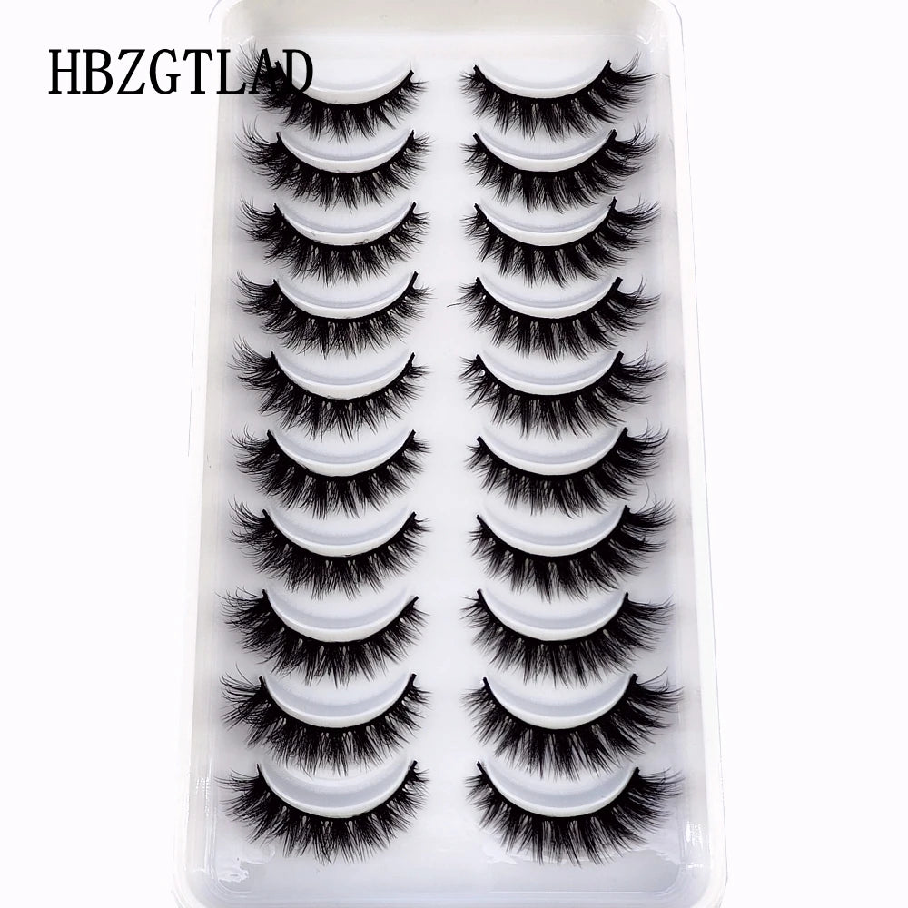 New 10 Pairs 3D Faux Mink Lashes Natural Long Soft Short Lashes Handmade Fake Lashes Makeup Tool Eyelashes Extension Maquiagem