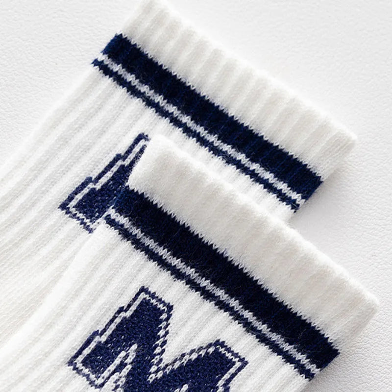 5Pairs/Lot Kids Boys Socks Korean Letter Stripe Print Sock for Kids Spring Autumn Soft Cotton Children Sport Socks