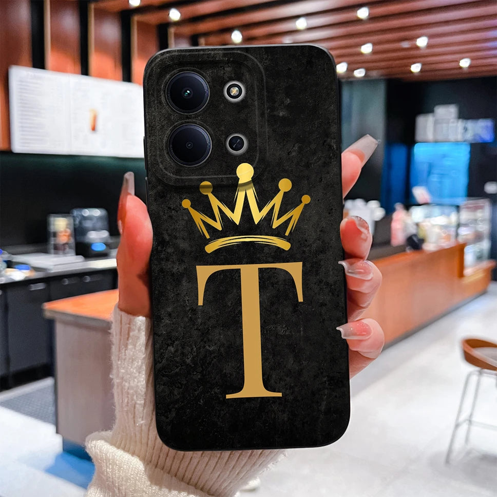 For Redmi 15C 4G 5G Couple Phone Case Fashion Crown Letters Protective Back Cover For Redmi15C Soft Smooth Liquid Silicone Funda