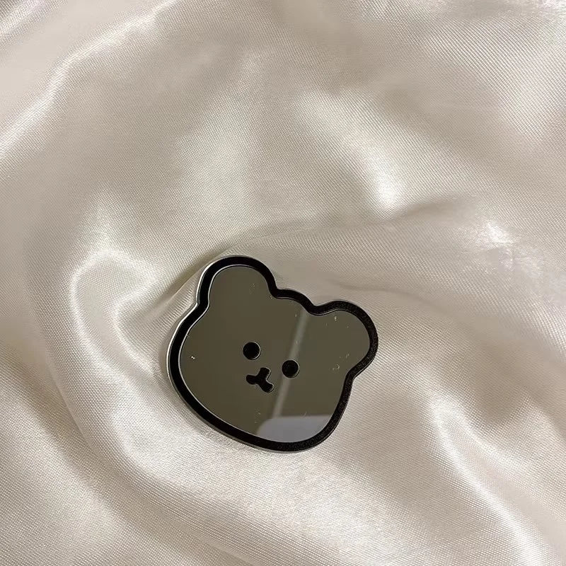 Fashion Love Heart Make Up Mirror Glossy Phone Bracket Tulip Flowers Foldable Phone Holder Cute Bear Universal Stand Holder