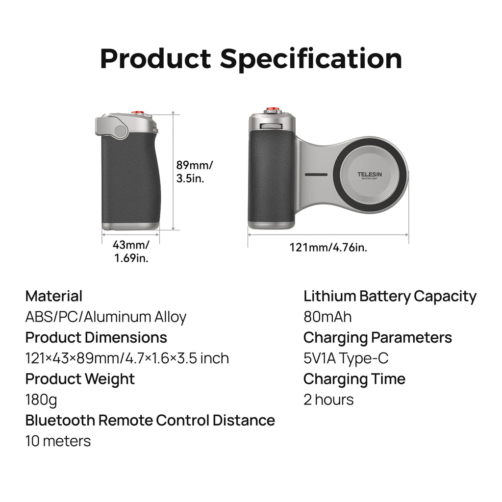 TELESIN Master Magnetic Smart Phone Camera Shoot Hand Grip Holder Shooting Aid Remote Control Handle for Iphone HUAWEI SAMSUNG