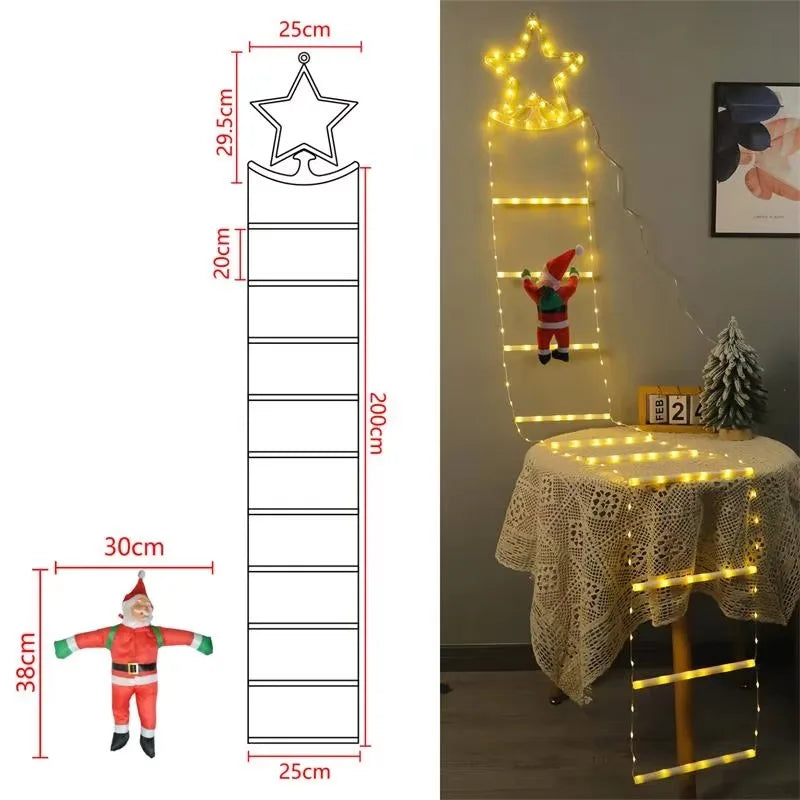Christmas Lights String Santa Claus Climbing on Rope Ladder Decoration for Home Xmas Tree  Decor Hanging Lighting