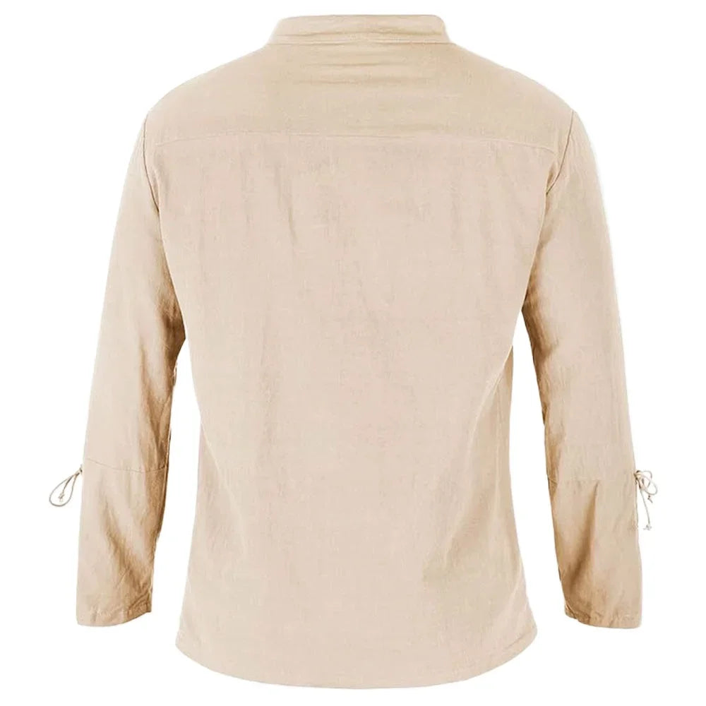 Men's Long Sleeve Shirts Lace Up V-neck Cuff Medieval Pirate Dress Up Streetwear Halloween Gothic Punk Style Men's Clothing