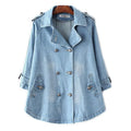 Denim Cape Coat Female Jacket Double Breasted Jackets Women Office Lady Windbreaker Denim Basic Coats Autumn Overcoat