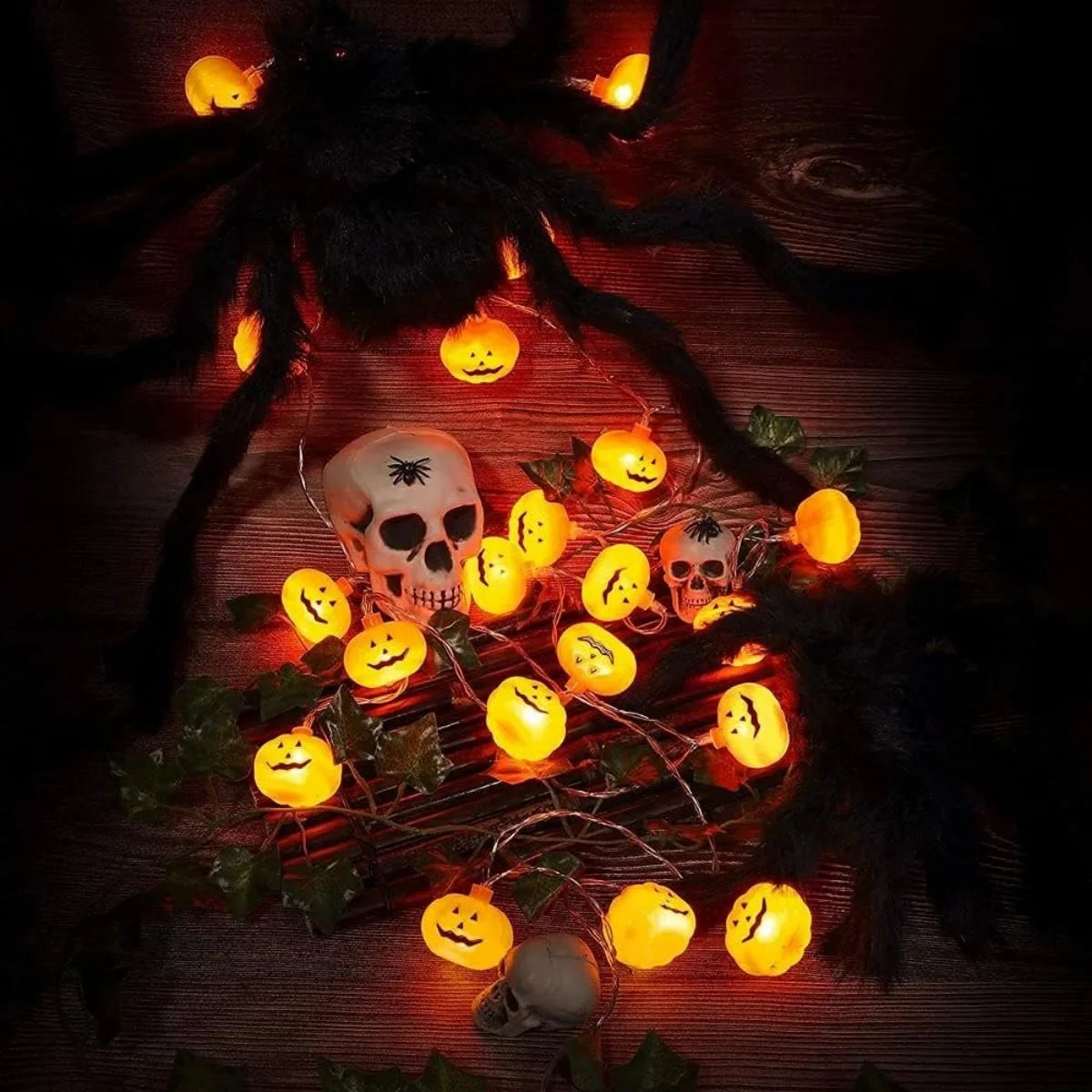 1pc 10/20 LED 3D Pumpkin String Light Halloween Atmosphere Decorative Lamp Battery Powered For Home Bedroom Party Festival Decor