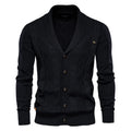 Cotton Casual Knitted Cardigan Men's V-neck Single Breasted Solid Color Business Social Sweater Coats Autumn Winter Men Clothing
