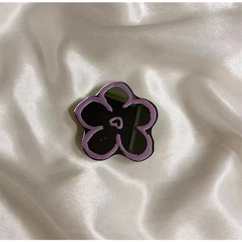Fashion Love Heart Make Up Mirror Glossy Phone Bracket Tulip Flowers Foldable Phone Holder Cute Bear Universal Stand Holder