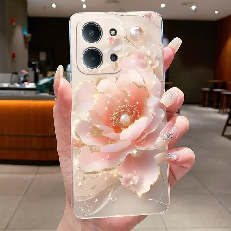 Jelly Case For Redmi 15C 4G 5G Flower Butterfly Phone Funda For Xiaomi Poco C85 4G Soft Silicone Cases Transparent TPU Cover