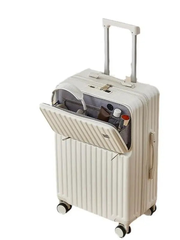 New Multi-Functional Travel Luggage Box with Password Lock 20 Inch Boarding Silent Leather Suitcase 26 Inch Universal Wheel
