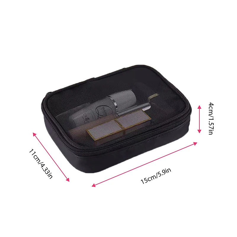1pc Multi-function Breathable Mesh Cosmetic Bag Solid Color Fashion Makeup Organizer Travel Portable Toilet Wash Bag