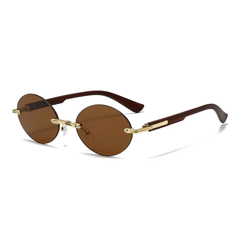 Light Luxury Rimless Oval Personalized Sunglasses High-End Fashion Casual Glasses Suitable For Outdoor Vacation Sun Glasses